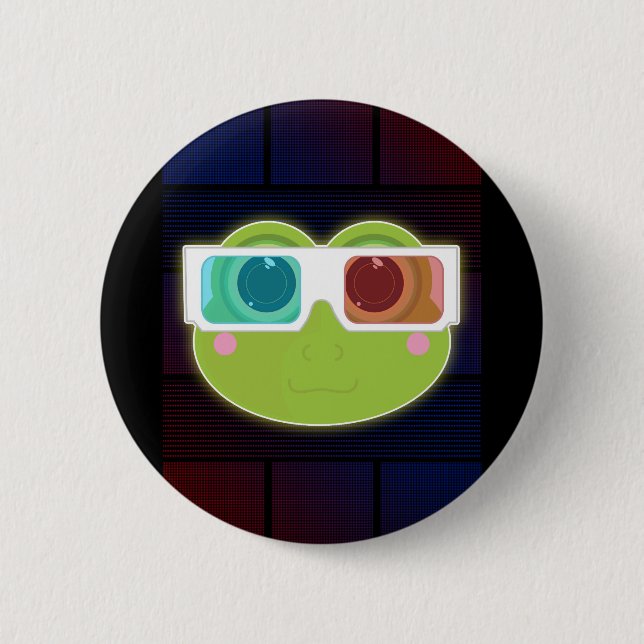 Badge Rond 5 Cm Grenouille 3D (Devant)