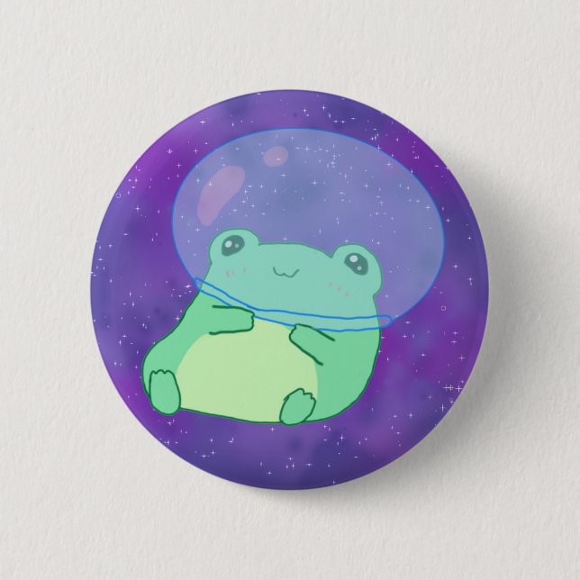 Badge Rond 5 Cm Grenouille Astronaut (Devant)