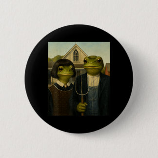 Badge Rond 5 Cm Grenouille avec coupe Bob Gothic américain ferme G