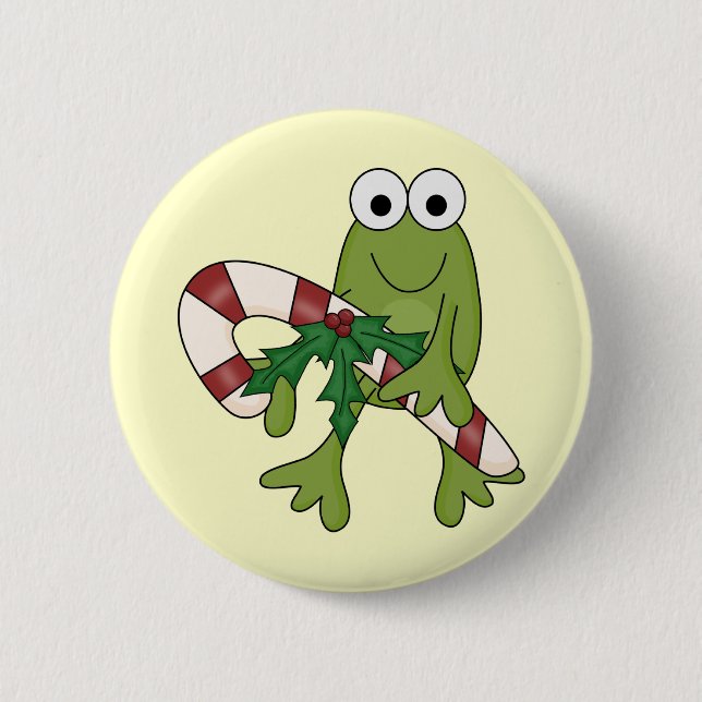 Badge Rond 5 Cm Grenouille avec Sucres de canne T-shirts et cadeau (Devant)