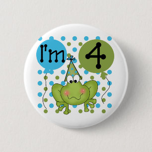 Badge Rond 5 Cm Grenouille bleue 4e anniversaire Tshirts et cadeau