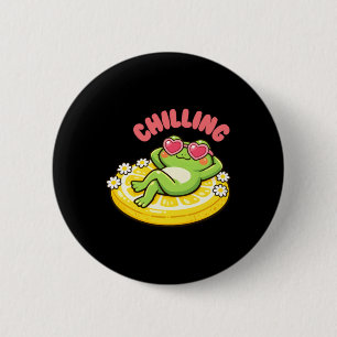 Badge Rond 5 Cm Grenouille Chill Vibes D'été Graphique Mignon Kawa
