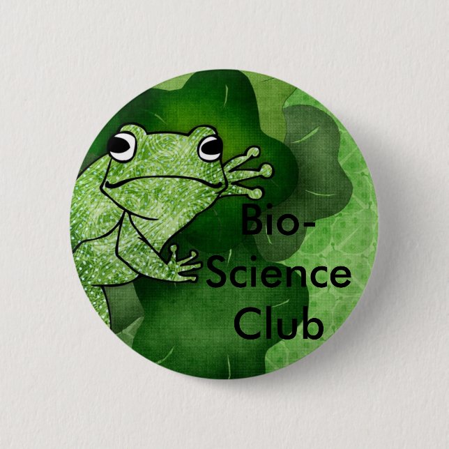 Badge Rond 5 Cm grenouille, club de biosciences (Devant)