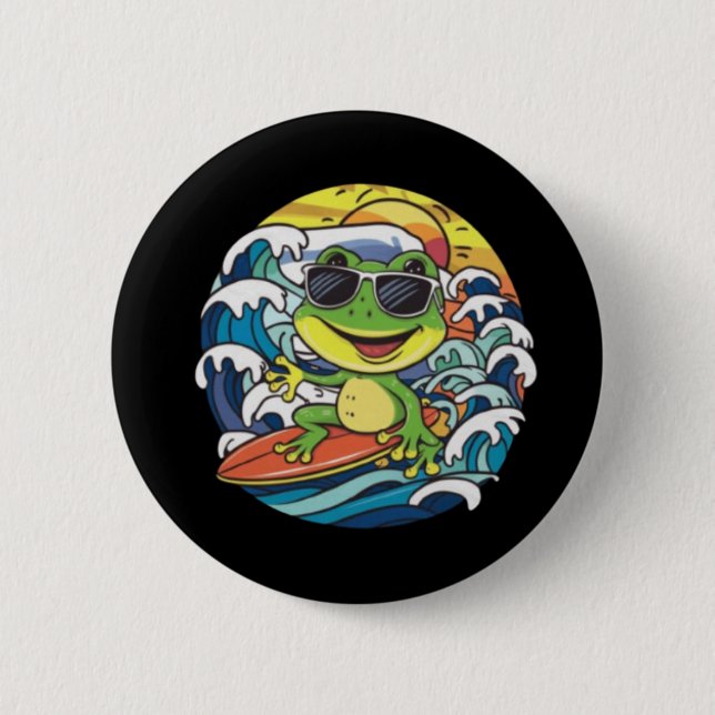 Badge Rond 5 Cm Grenouille cool (Devant)