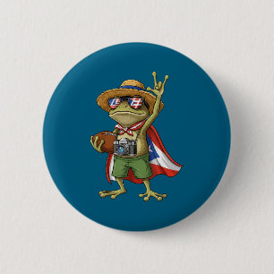 Badge Rond 5 Cm Grenouille coqui drapeau de Porto Rico football po