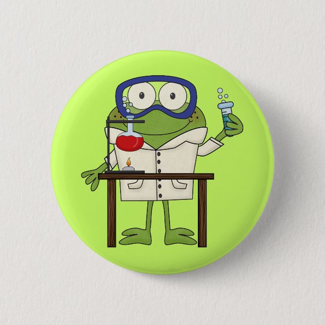 Badge Rond 5 Cm Grenouille dans le laboratoire de la Science (Devant)