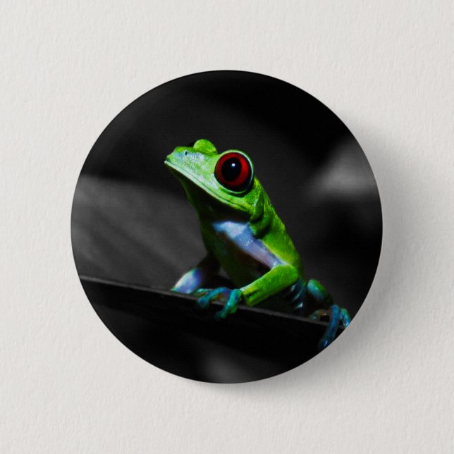 Badge Rond 5 Cm Grenouille d'arbre observée par rouge III (Devant)