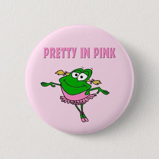 Badge Rond 5 Cm Grenouille de ballet jolie en rose (Devant)