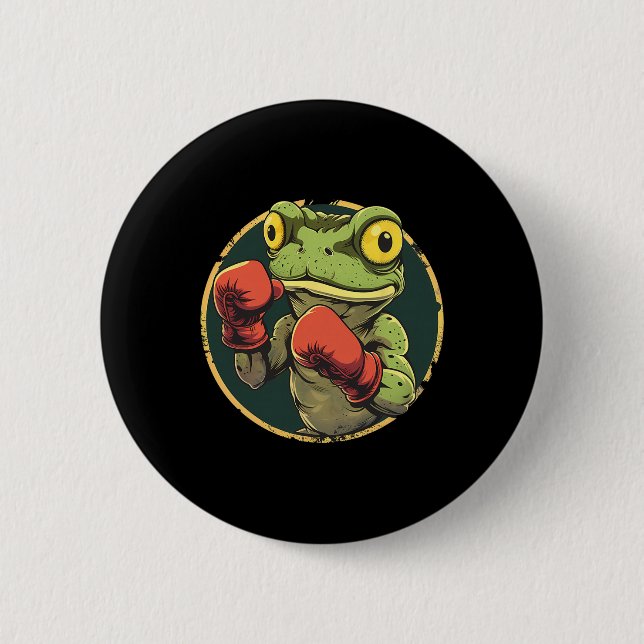 Badge Rond 5 Cm Grenouille de boxe avec gants de boxe Kickboxing D (Devant)