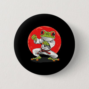 Badge Rond 5 Cm Grenouille de karaté Arts martiaux Crapaud de judo