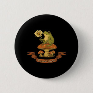 Badge Rond 5 Cm Grenouille de la Fée de Jardin Cottagecore