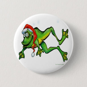 Badge Rond 5 Cm Grenouille de Noël