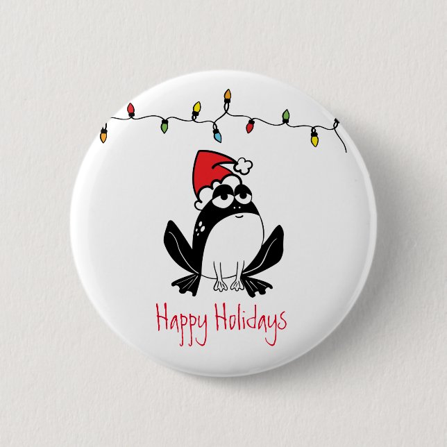 Badge Rond 5 Cm Grenouille de Noël fantaisiste (Devant)