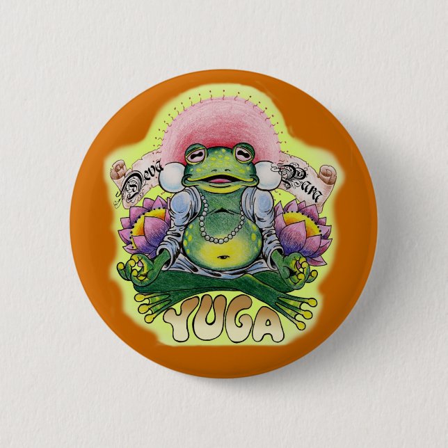Badge Rond 5 Cm Grenouille de Yuga (Devant)