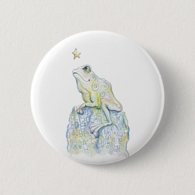 Badge Rond 5 Cm Grenouille d'observation des étoiles (Devant)