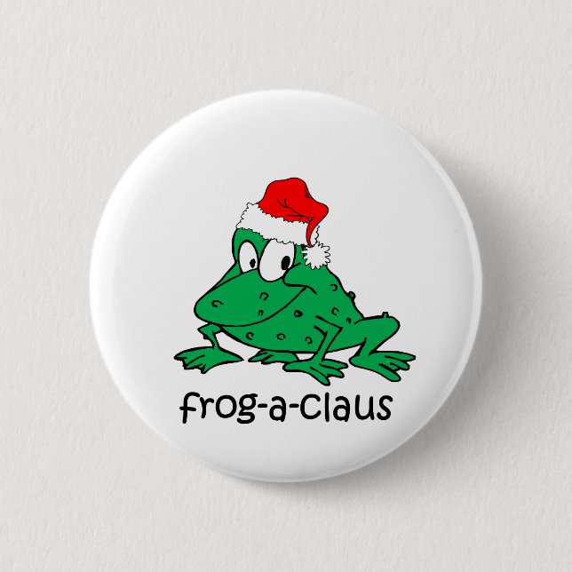 Badge Rond 5 Cm Grenouille drôle de Noël (Devant)