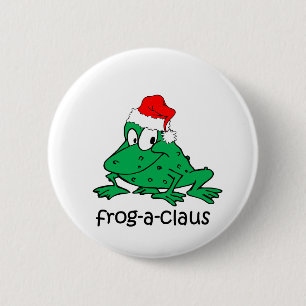Badge Rond 5 Cm Grenouille drôle de Noël