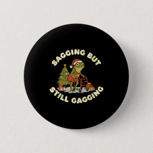 Badge Rond 5 Cm Grenouille drôle de Noël qui s'affaisse mais qui r
