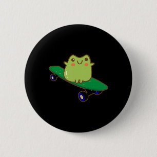 Badge Rond 5 Cm Grenouille drôle sur skateboard esthétique mignon