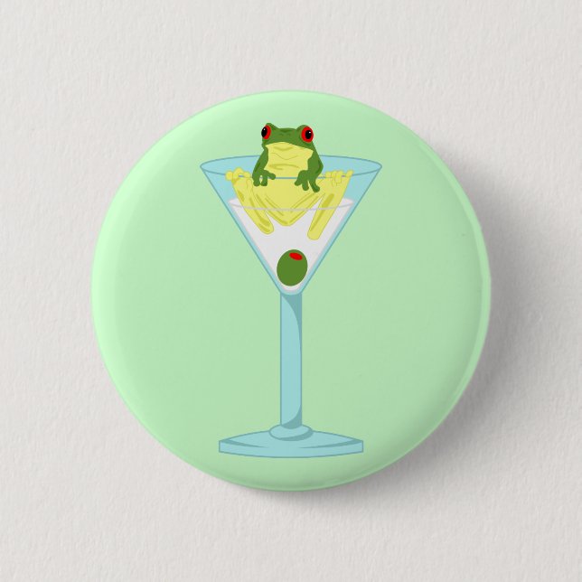 Badge Rond 5 Cm Grenouille et olive en verre de Martini (Devant)