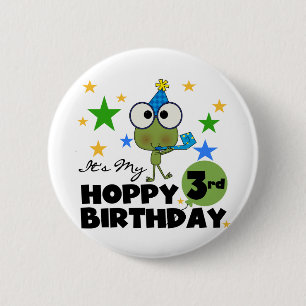 Badge Rond 5 Cm Grenouille-Hoppy 3e Anniversaire Tshirts et cadeau