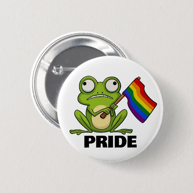 Badge Rond 5 Cm Grenouille LGBT avec drapeau de fierté (Devant & derrière)