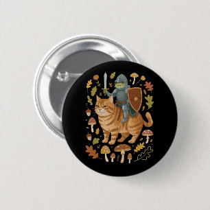 Badge Rond 5 Cm Grenouille médiévale sur chat orange Goblincore tr