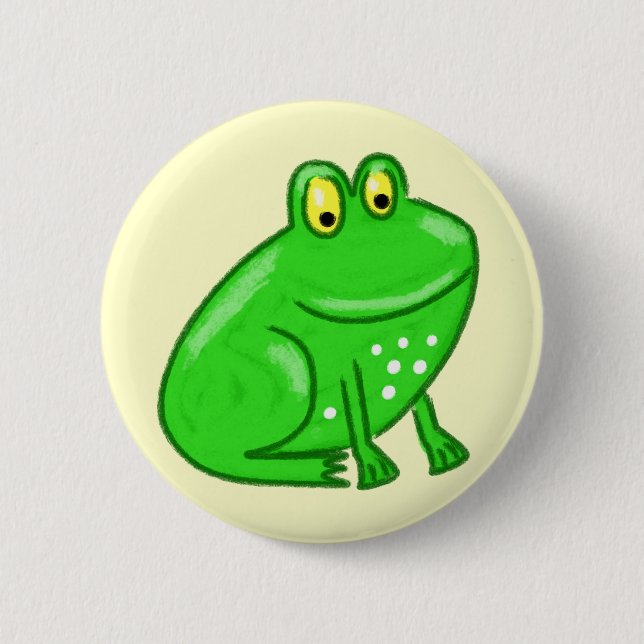 Badge Rond 5 Cm Grenouille mignonne de bande dessinée (Devant)