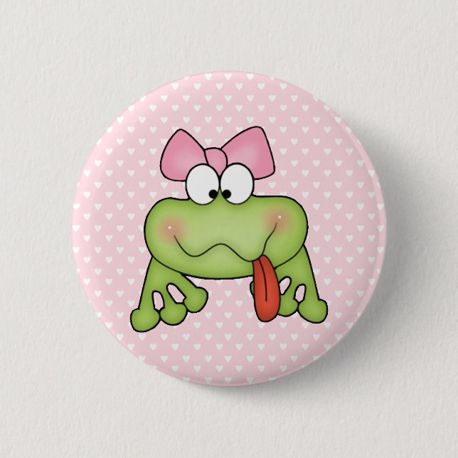 Badge Rond 5 Cm Grenouille mignonne de fille de Toadally (Devant)