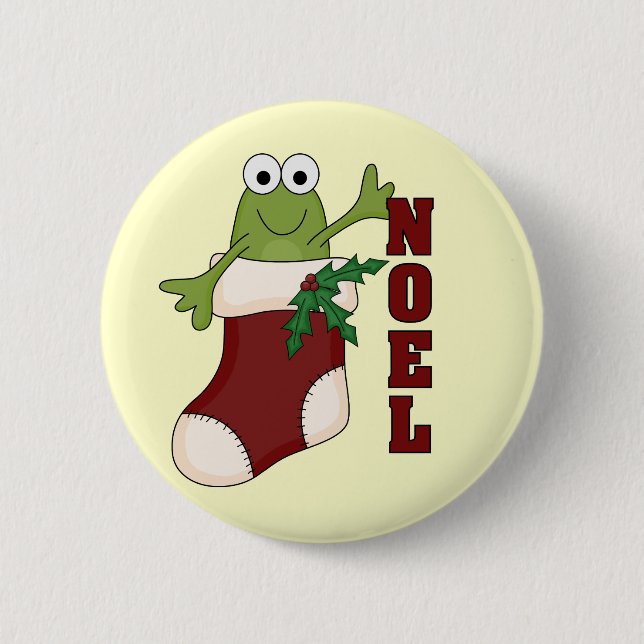 Badge Rond 5 Cm Grenouille Noel Tshirts et cadeaux de vacances (Devant)