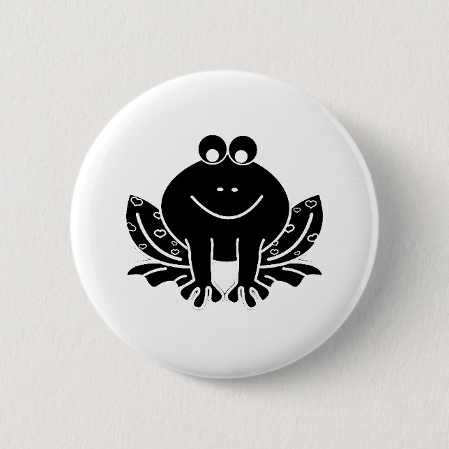 Badge Rond 5 Cm grenouille noire mignonne (Devant)