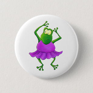 Badge Rond 5 Cm Grenouille pourpre de danse de tutu de ballerine