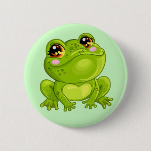 Badge Rond 5 Cm Grenouille verte