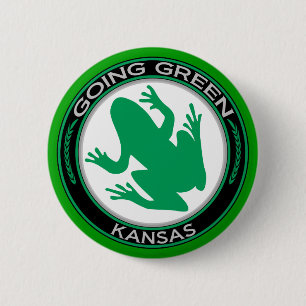 Badge Rond 5 Cm Grenouille verte allante du Kansas