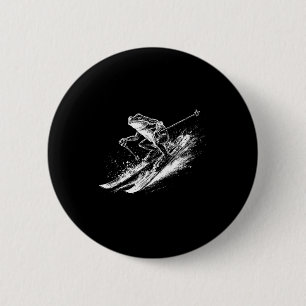 Badge Rond 5 Cm Grenouille vintage skiant en descente équipe de sk