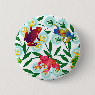 Badge Rond 5 Cm Grenouilles bulles de bambou forêt tropicale jung