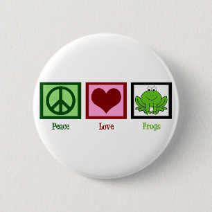 Badge Rond 5 Cm Grenouilles d'amour de paix