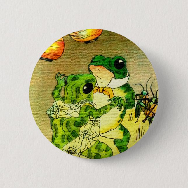 Badge Rond 5 Cm Grenouilles de danse (Devant)