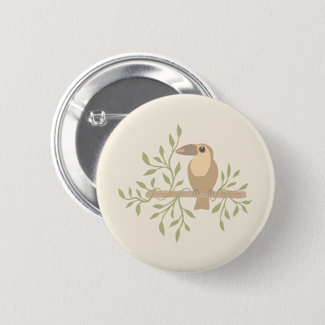 Badge Rond 5 Cm  Grenouilles et oiseaux de la jungle douce (Devant & derrière)
