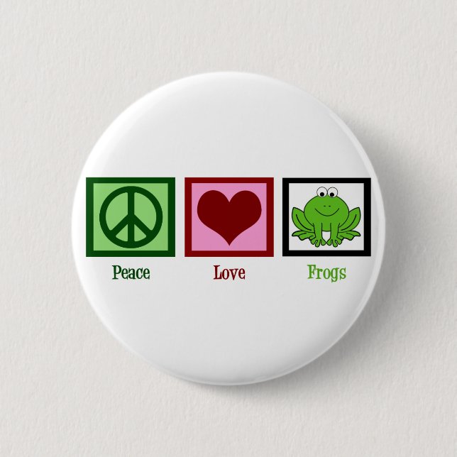 Badge Rond 5 Cm Grenouilles Peace Love (Devant)