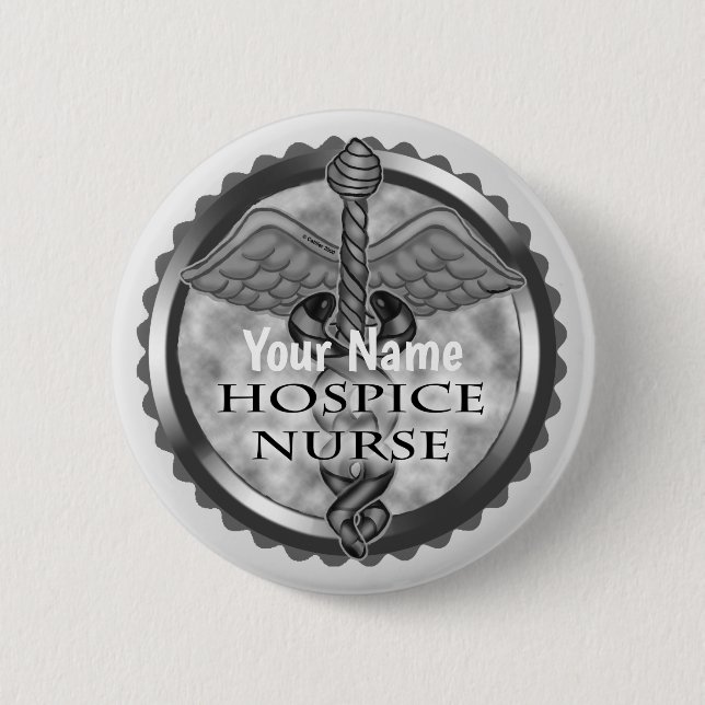 Badge Rond 5 Cm Grey caduceus Hospice Nurice Nurice (Devant)
