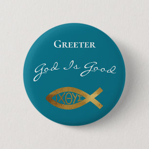 Badge Rond 5 Cm Grey Christian Church God Is Good Ministry