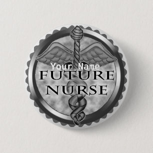 Badge Rond 5 Cm Grey Futur Infirmière pin