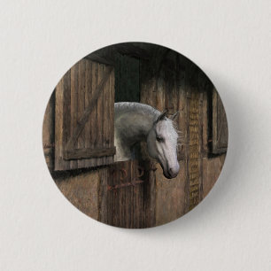 Badge Rond 5 Cm Grey Horse