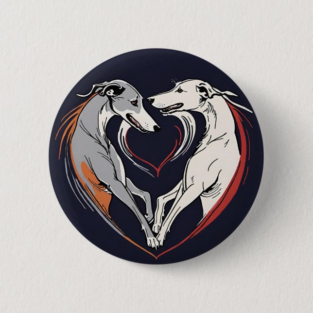 Badge Rond 5 Cm Greyhound Love Greyhounds Adoption Retraité Racing (Devant)