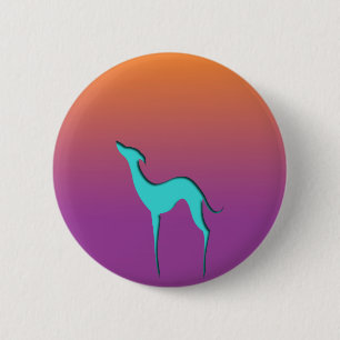 Badge Rond 5 Cm Greyhound Whippet chien bleu orange violet ombre