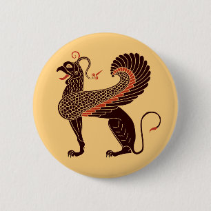 Badge Rond 5 Cm Griffin de la bête mythologique grecque antique
