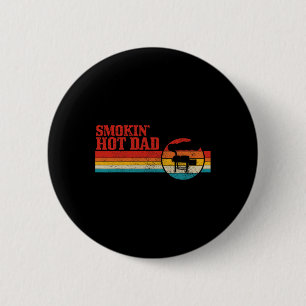 Badge Rond 5 Cm Gril BBQ Drôle Fête des Pères Grill Vintage Fumé