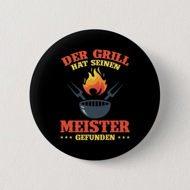 Badge Rond 5 Cm Grill Barbecue BBQ Grillmeister Chef Grillchef Gif (Devant)