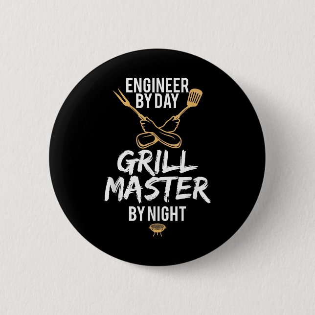 Badge Rond 5 Cm Grill Barbecue Master Engineer Funny Barbecue Cade (Devant)